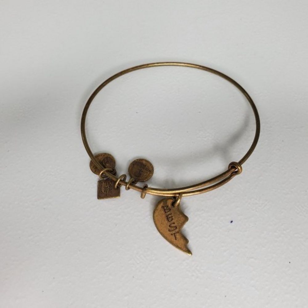 Alexi Ani Best Friend Bracelet gold Tone Charm Bangle Wire Wrap Heart Half 2014